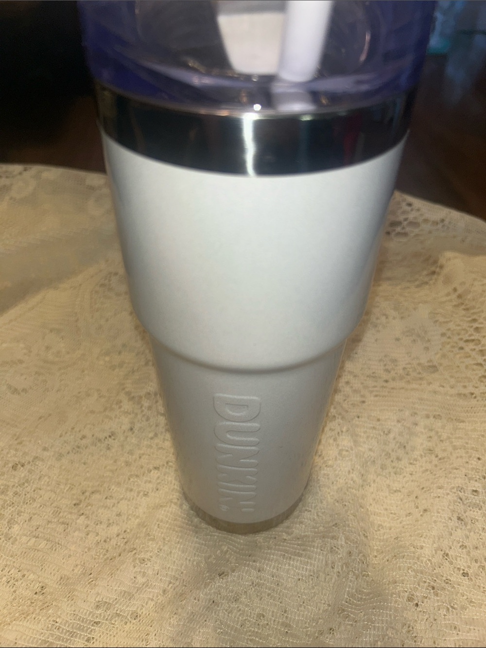 Dunkin Iridescent White Travel Tumbler with Lid and White Straw included - Picture 10 of 12